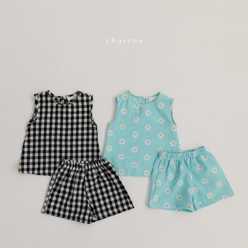 CHURROS - Korean Children Fashion - #Kfashion4kids - Check Check Top Bottom Set - 10