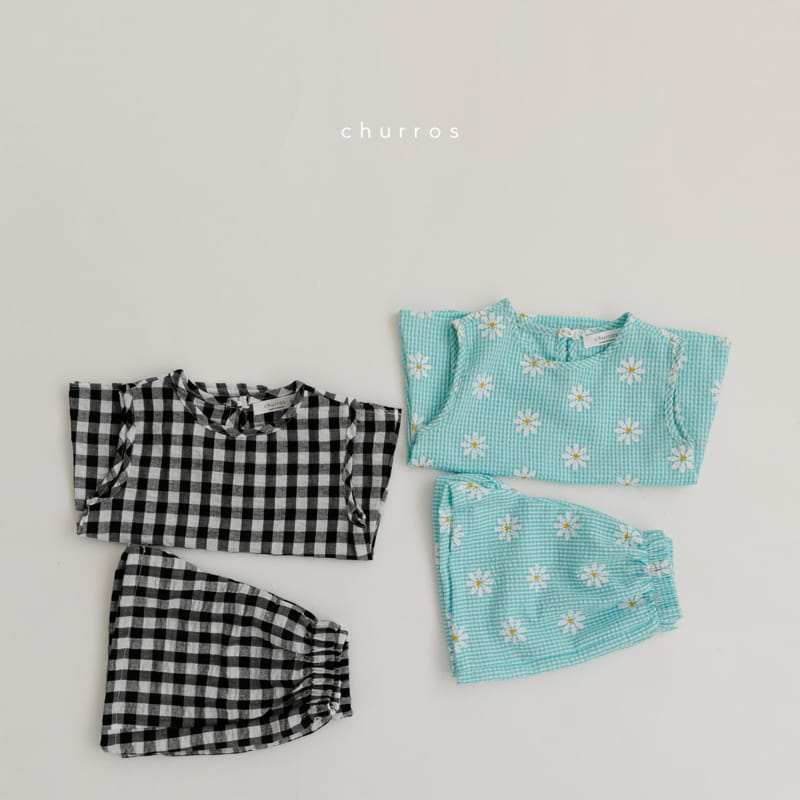 CHURROS - Korean Children Fashion - #Kfashion4kids - Check Check Top Bottom Set - 11