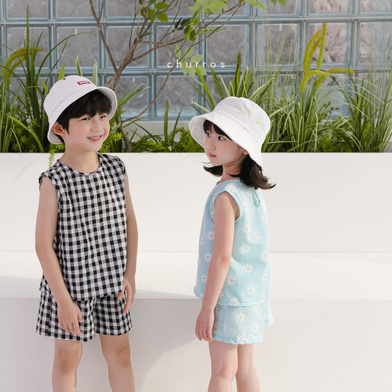 CHURROS - Korean Children Fashion - #Kfashion4kids - Check Check Top Bottom Set - 7