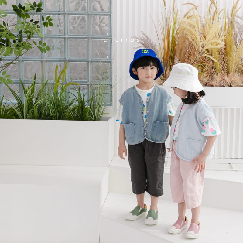 CHURROS - Korean Children Fashion - #Kfashion4kids - Jenny Over Fit Denim Vest - 12
