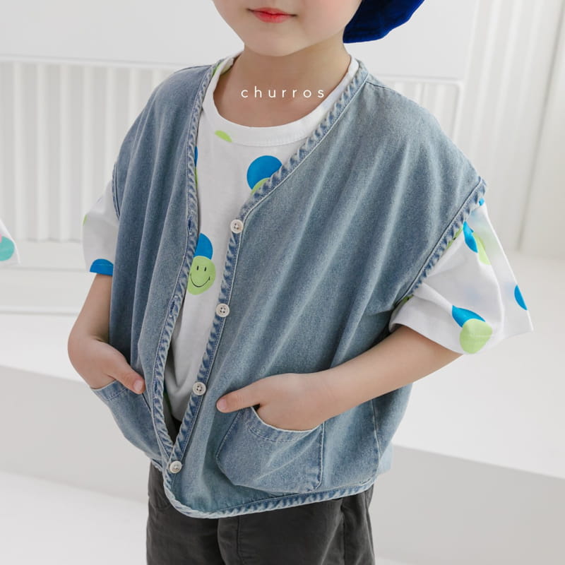 CHURROS - Korean Children Fashion - #Kfashion4kids - Jenny Over Fit Denim Vest - 6