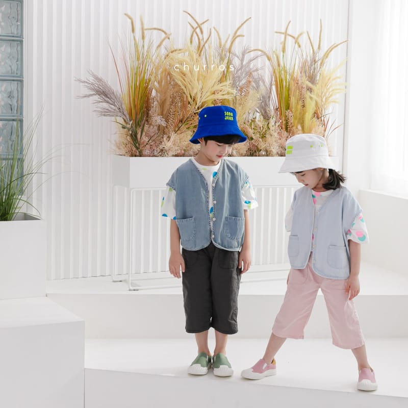 CHURROS - Korean Children Fashion - #Kfashion4kids - Jenny Over Fit Denim Vest - 8