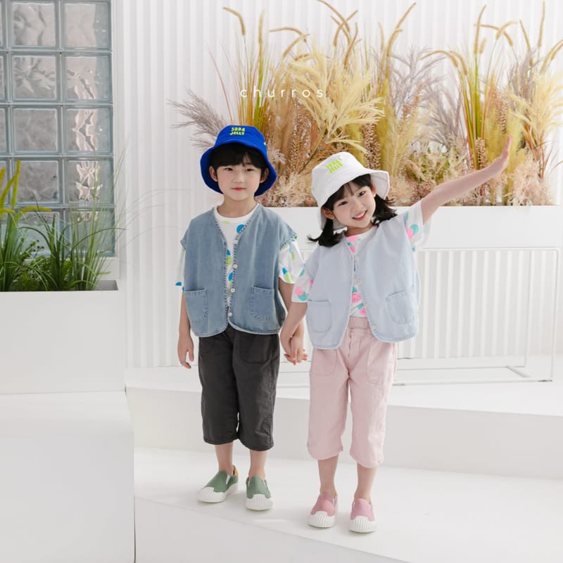CHURROS - Korean Children Fashion - #Kfashion4kids - Jenny Over Fit Denim Vest - 9
