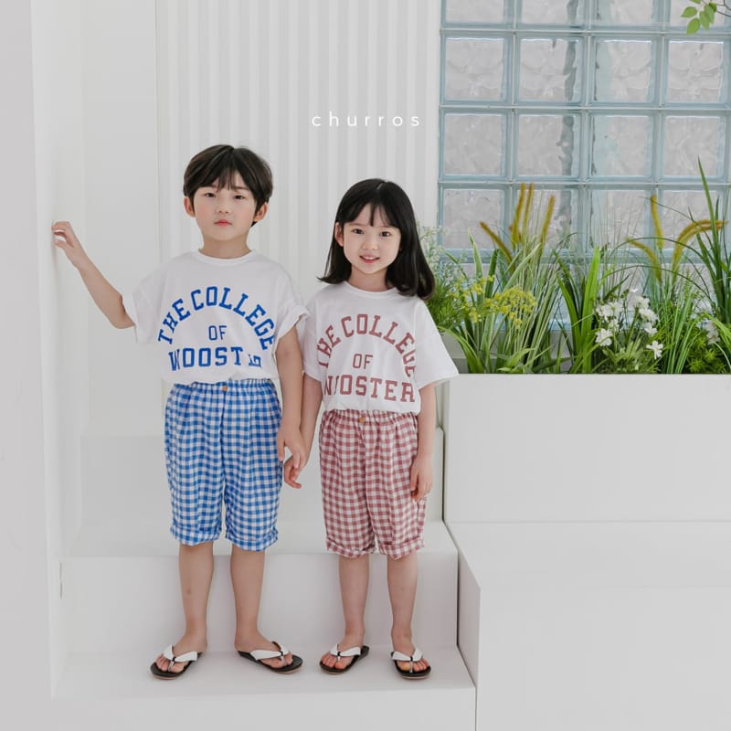 CHURROS - Korean Children Fashion - #Kfashion4kids - Uni Check Top Bottom Set