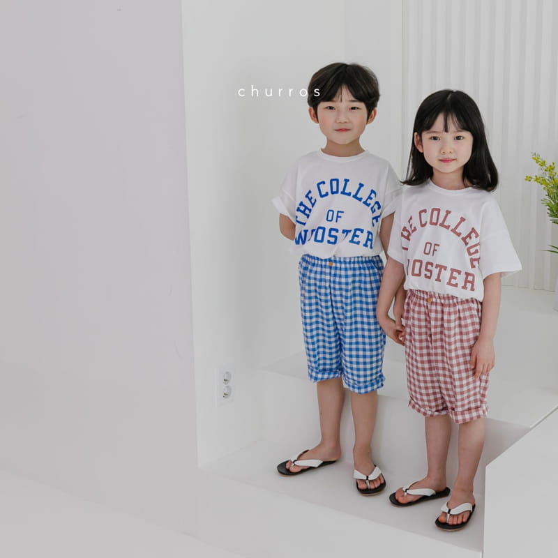 CHURROS - Korean Children Fashion - #Kfashion4kids - Uni Check Top Bottom Set - 10