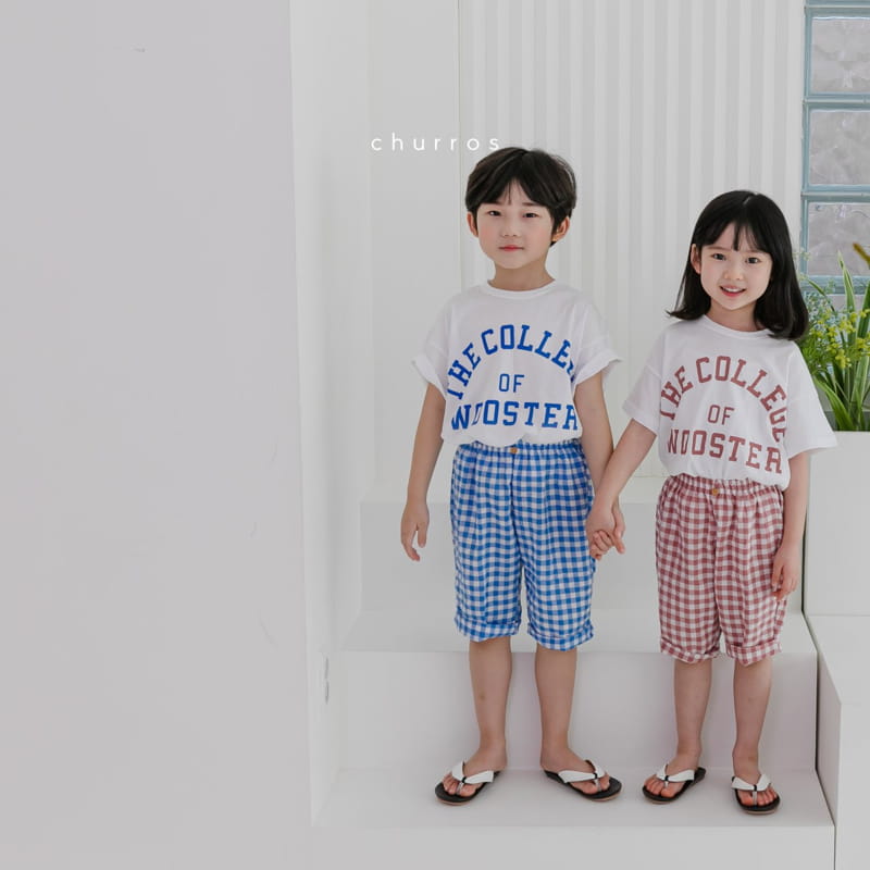 CHURROS - Korean Children Fashion - #Kfashion4kids - Uni Check Top Bottom Set - 11