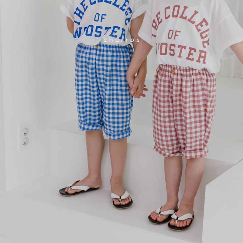 CHURROS - Korean Children Fashion - #Kfashion4kids - Uni Check Top Bottom Set - 12