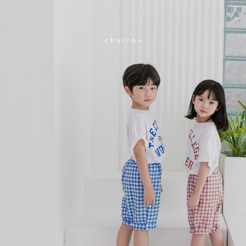 CHURROS - Korean Children Fashion - #Kfashion4kids - Uni Check Top Bottom Set - 2