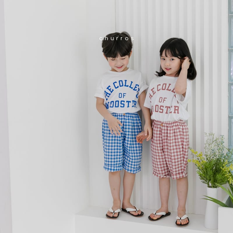 CHURROS - Korean Children Fashion - #Kfashion4kids - Uni Check Top Bottom Set - 3