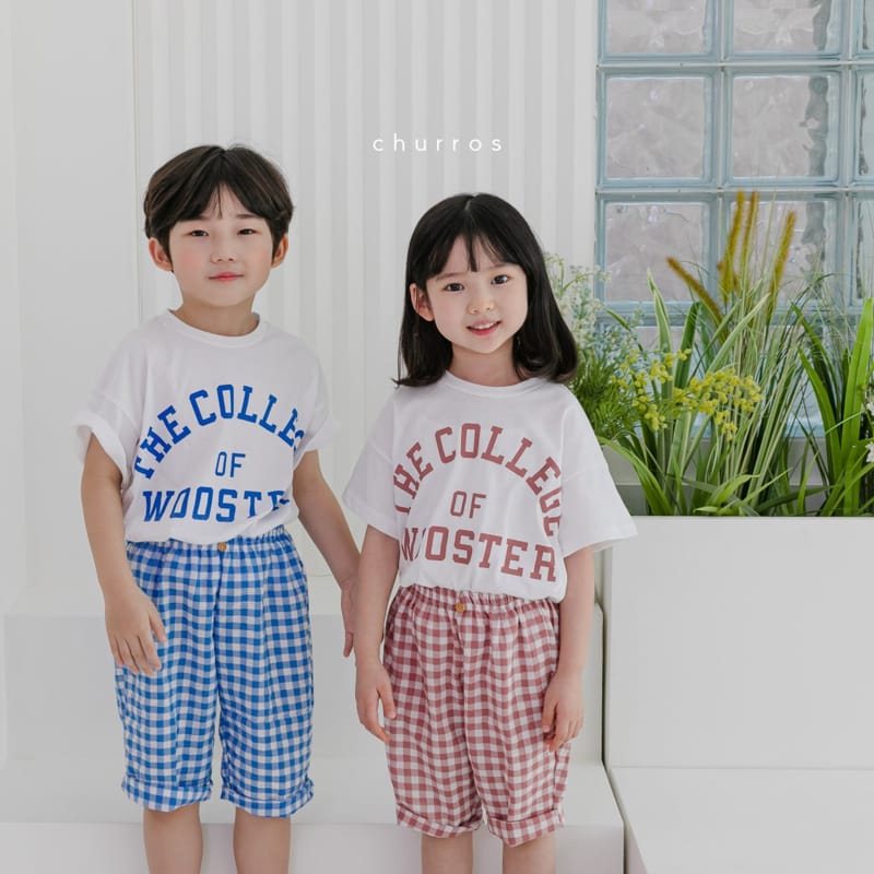 CHURROS - Korean Children Fashion - #Kfashion4kids - Uni Check Top Bottom Set - 4