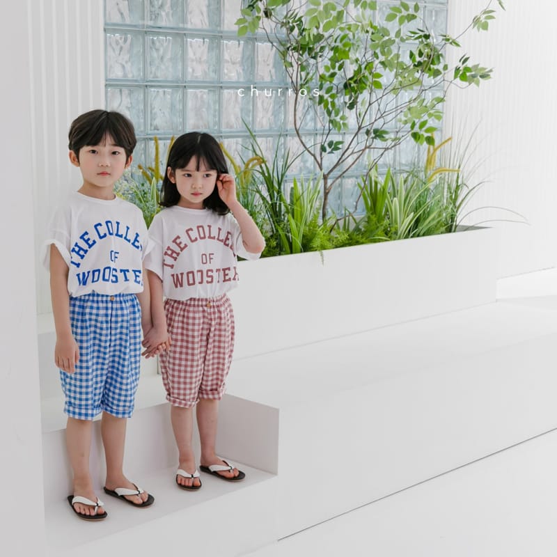 CHURROS - Korean Children Fashion - #Kfashion4kids - Uni Check Top Bottom Set - 5