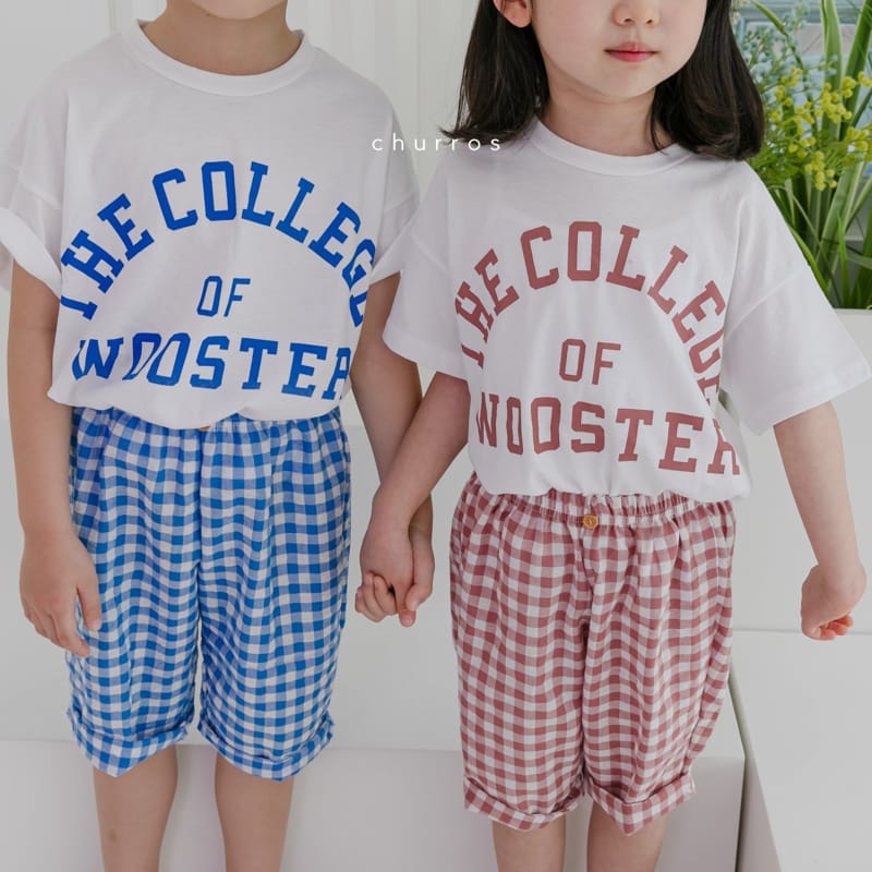 CHURROS - Korean Children Fashion - #Kfashion4kids - Uni Check Top Bottom Set - 7