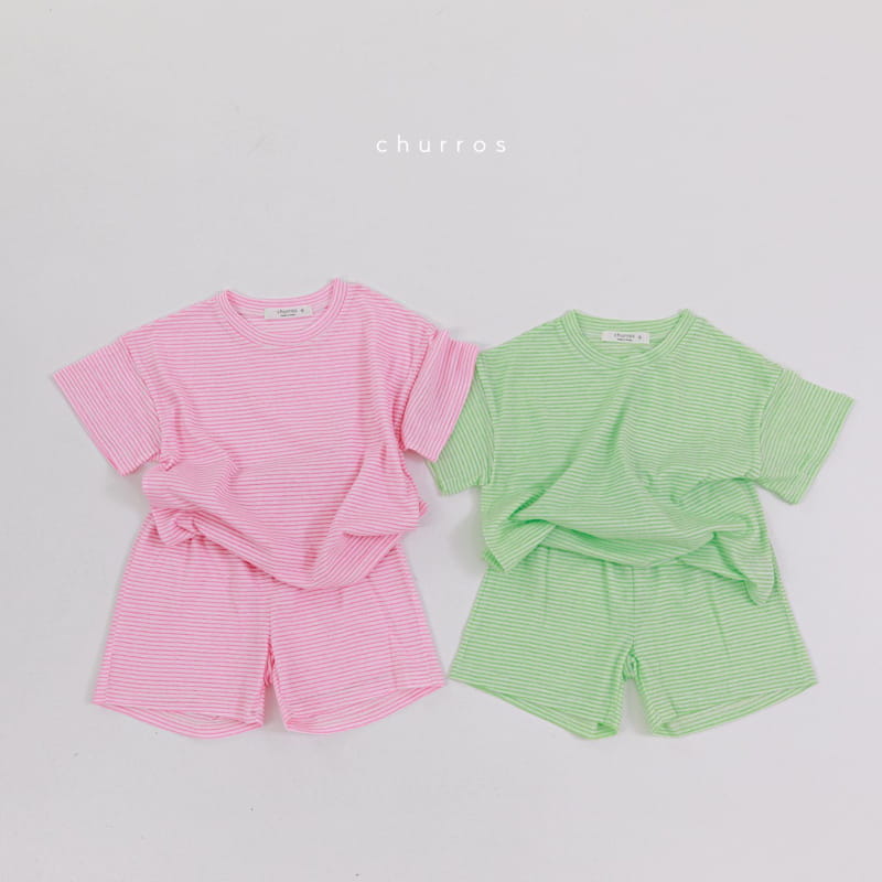 CHURROS - Korean Children Fashion - #Kfashion4kids - Harmony Stripes Top Bottom Set