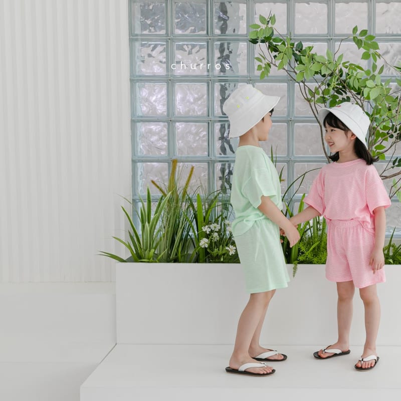 CHURROS - Korean Children Fashion - #Kfashion4kids - Harmony Stripes Top Bottom Set - 10