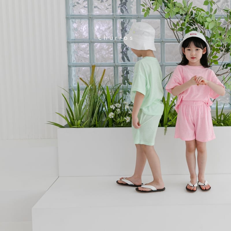 CHURROS - Korean Children Fashion - #Kfashion4kids - Harmony Stripes Top Bottom Set - 12