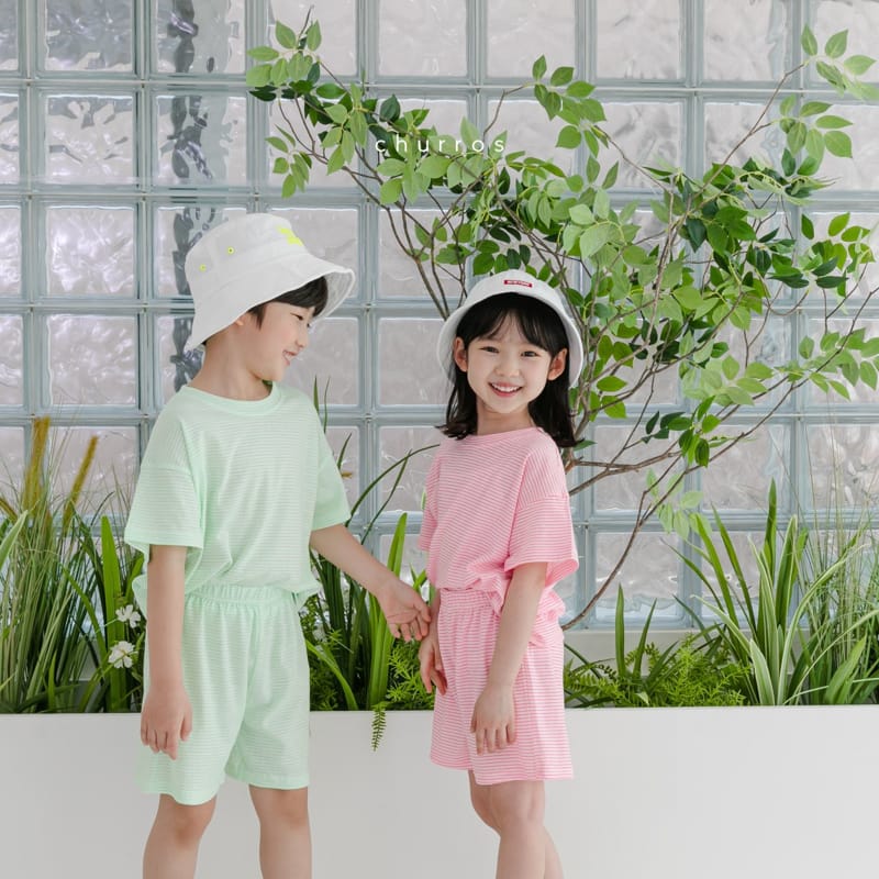 CHURROS - Korean Children Fashion - #Kfashion4kids - Harmony Stripes Top Bottom Set - 3