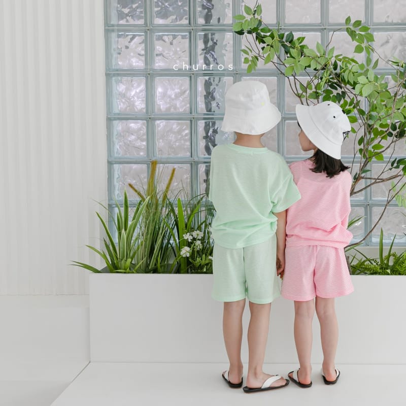 CHURROS - Korean Children Fashion - #Kfashion4kids - Harmony Stripes Top Bottom Set - 4