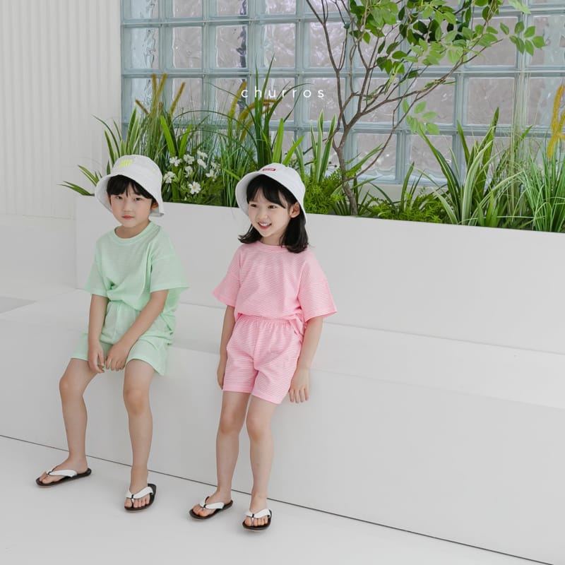 CHURROS - Korean Children Fashion - #Kfashion4kids - Harmony Stripes Top Bottom Set - 6