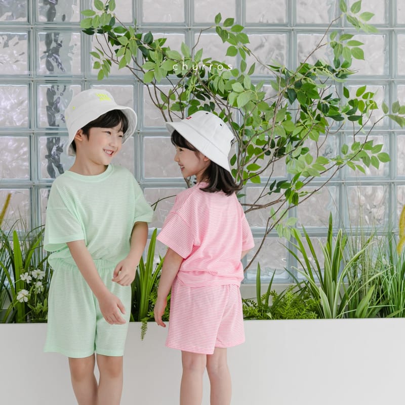 CHURROS - Korean Children Fashion - #Kfashion4kids - Harmony Stripes Top Bottom Set - 7
