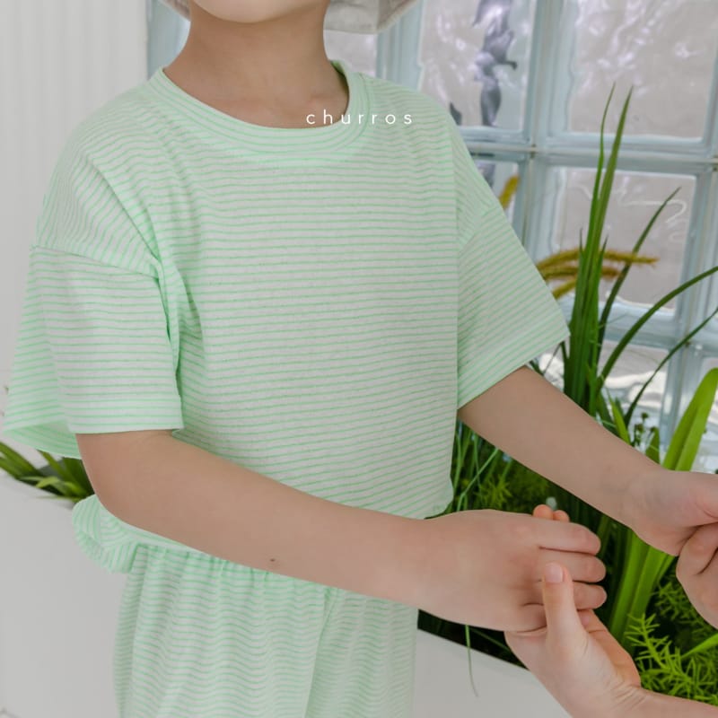 CHURROS - Korean Children Fashion - #Kfashion4kids - Harmony Stripes Top Bottom Set - 8