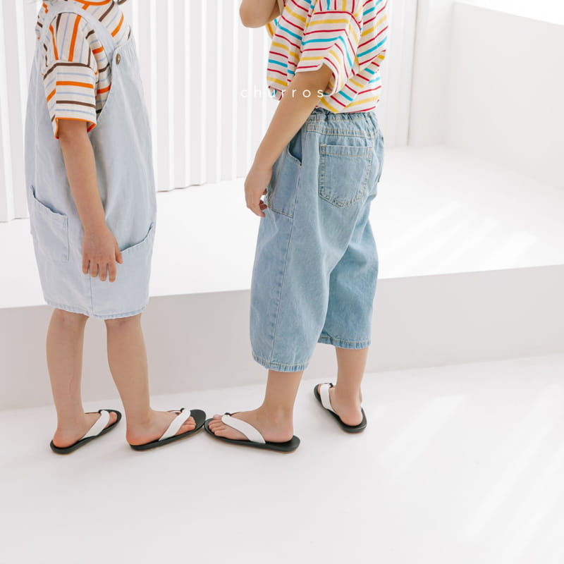 CHURROS - Korean Children Fashion - #Kfashion4kids - Pocket Denim Dungarees Shorts - 10
