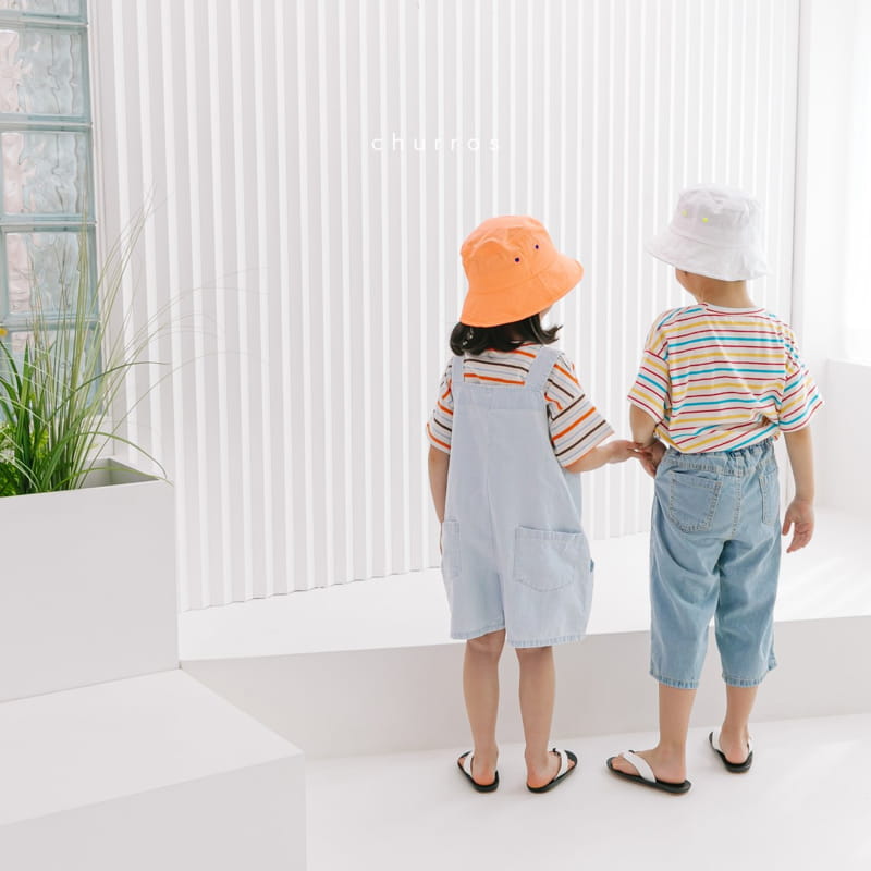 CHURROS - Korean Children Fashion - #Kfashion4kids - Pocket Denim Dungarees Shorts - 4
