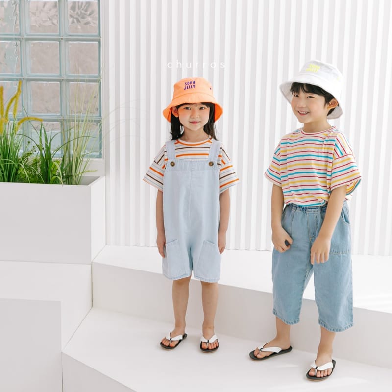 CHURROS - Korean Children Fashion - #Kfashion4kids - Pocket Denim Dungarees Shorts - 5