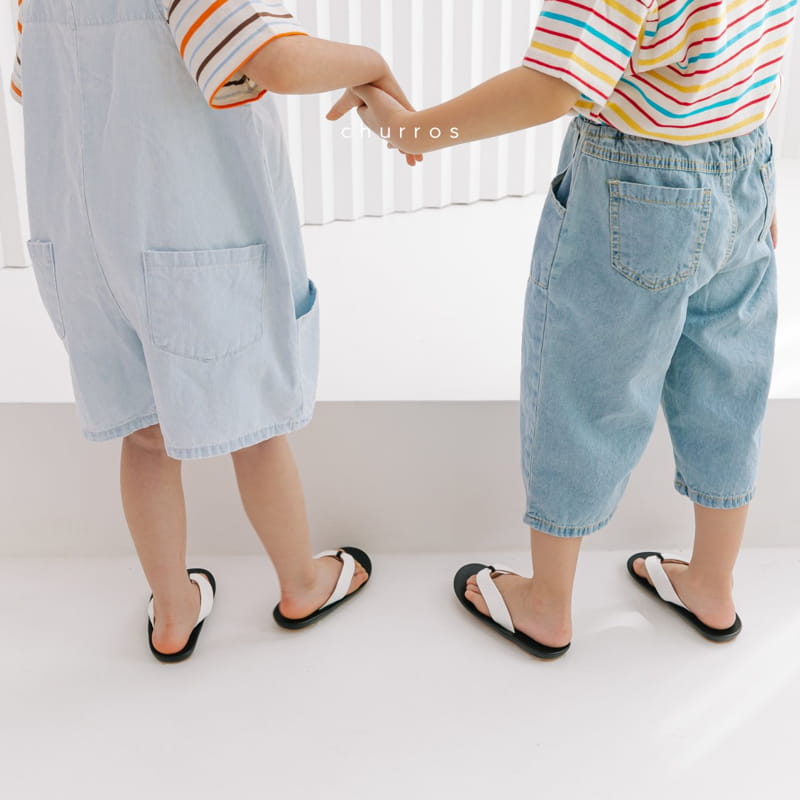 CHURROS - Korean Children Fashion - #Kfashion4kids - Pocket Denim Dungarees Shorts - 7