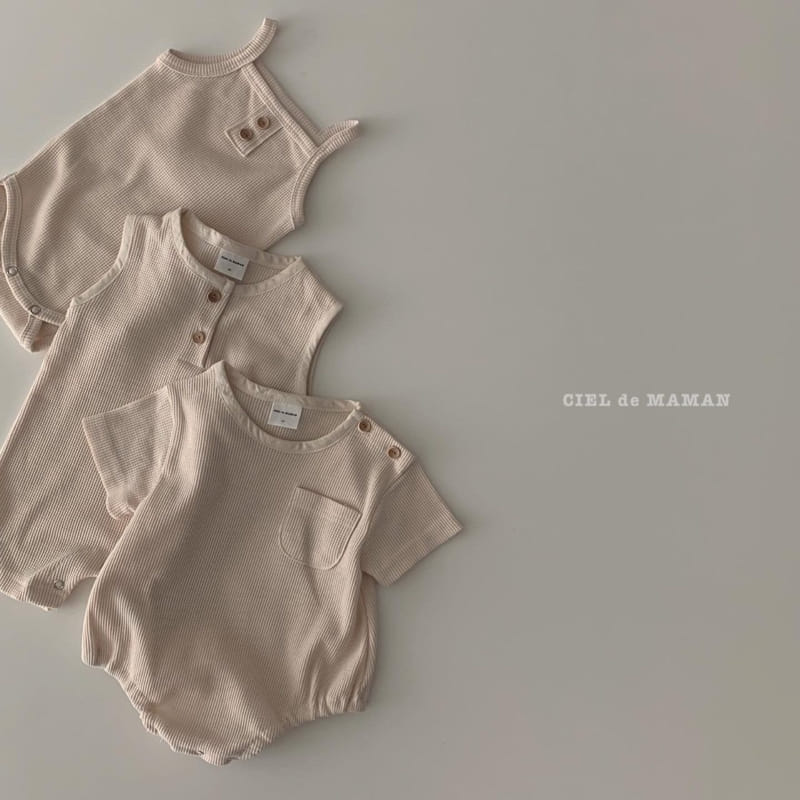 CIEL DE MAMAN - Korean Children Fashion - #Kfashion4kids - Waffle Short Sleeves Bodysuit - 11