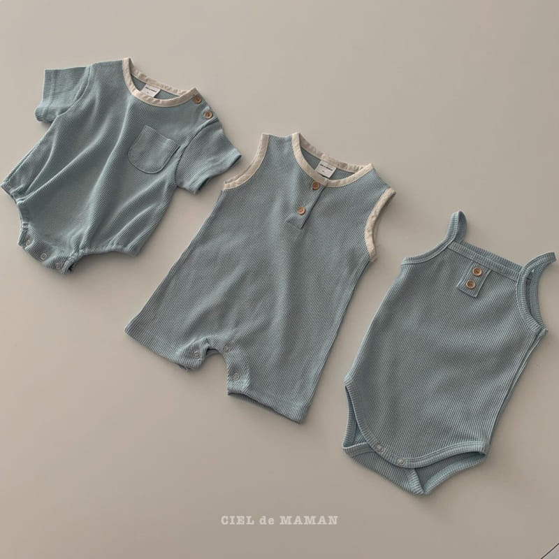 CIEL DE MAMAN - Korean Children Fashion - #Kfashion4kids - Waffle Short Sleeves Bodysuit - 12