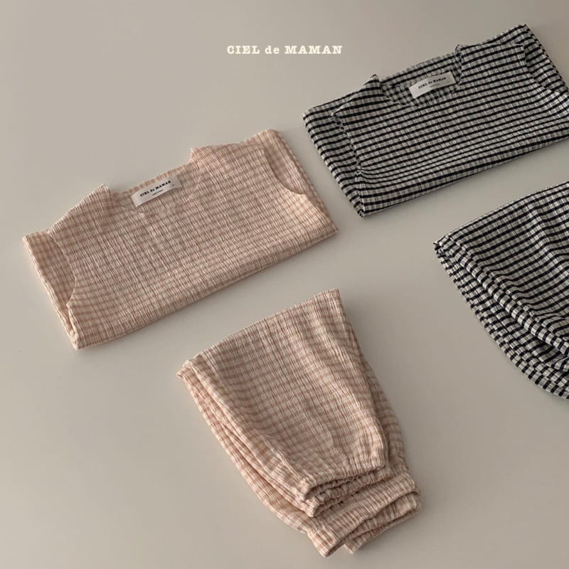 CIEL DE MAMAN - Korean Children Fashion - #Kfashion4kids - Check Check Pleats Top Bottom Set