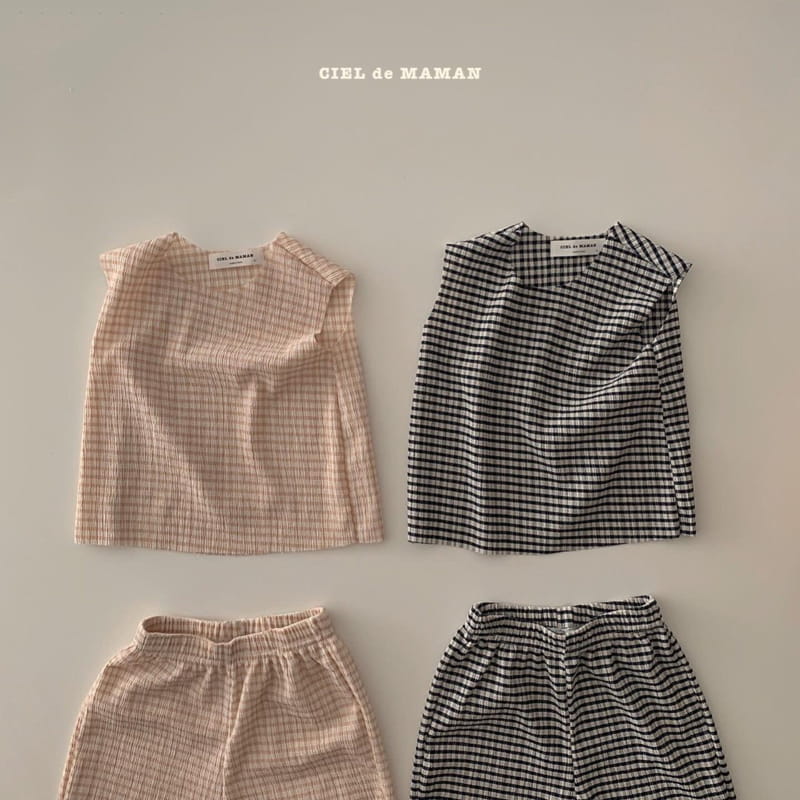 CIEL DE MAMAN - Korean Children Fashion - #Kfashion4kids - Check Check Pleats Top Bottom Set - 12