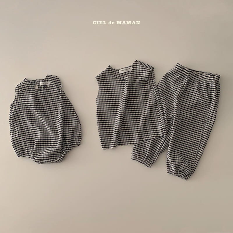 CIEL DE MAMAN - Korean Children Fashion - #Kfashion4kids - Check Check Pleats Top Bottom Set - 3