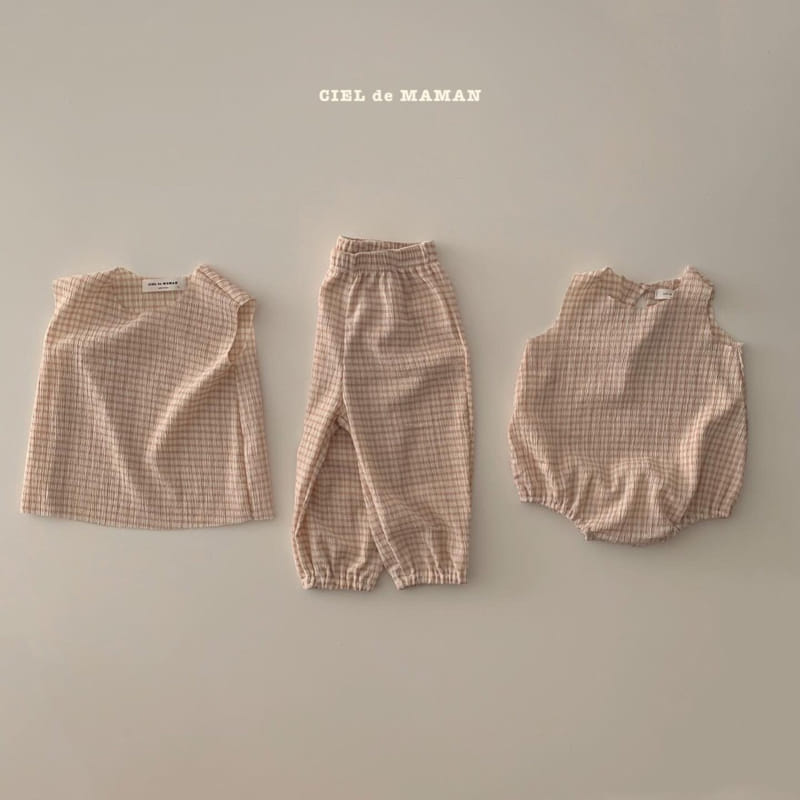 CIEL DE MAMAN - Korean Children Fashion - #Kfashion4kids - Check Check Pleats Top Bottom Set - 4