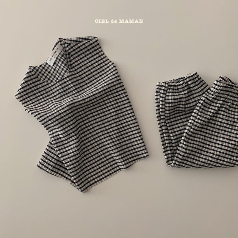 CIEL DE MAMAN - Korean Children Fashion - #Kfashion4kids - Check Check Pleats Top Bottom Set - 5