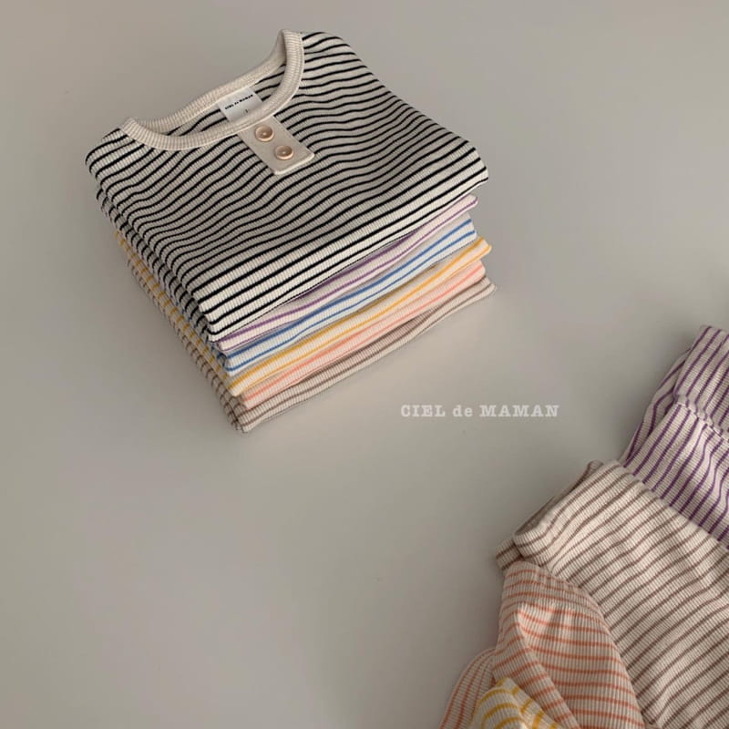 CIEL DE MAMAN - Korean Children Fashion - #Kfashion4kids - Macaroon Rip Top Bottom Set - 6