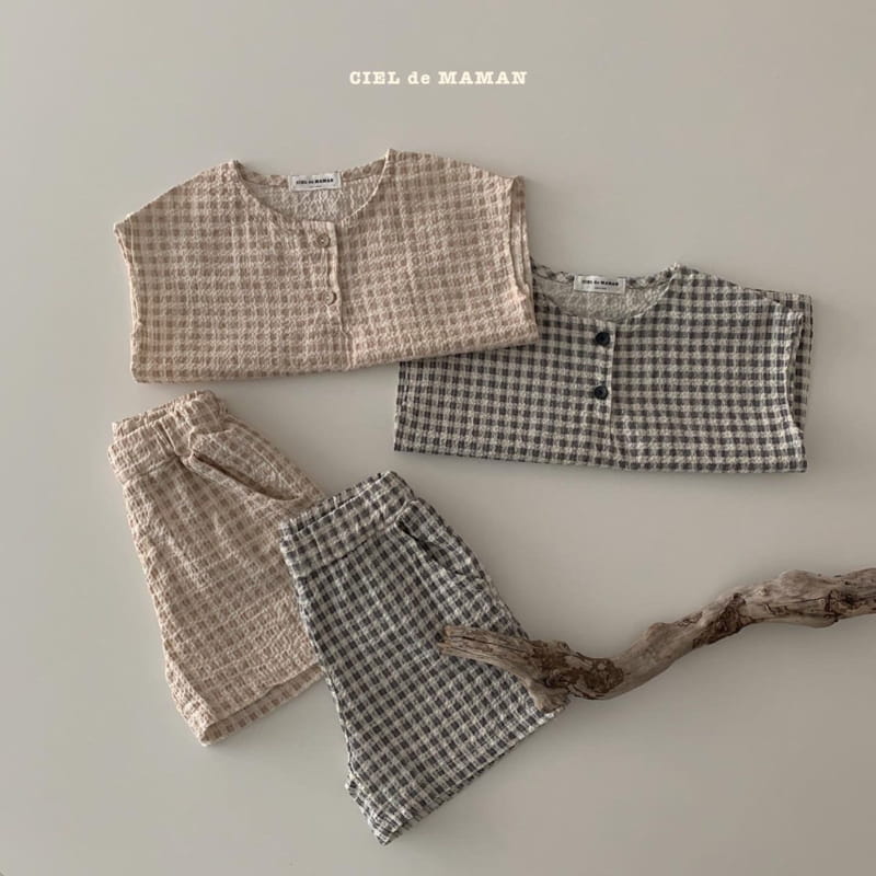 CIEL DE MAMAN - Korean Children Fashion - #Kfashion4kids - Yoruji Check Check Top Bottom Set - 11