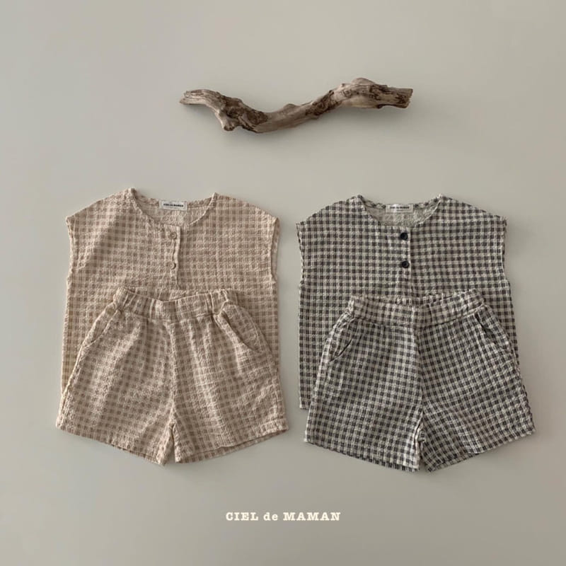 CIEL DE MAMAN - Korean Children Fashion - #Kfashion4kids - Yoruji Check Check Top Bottom Set - 2