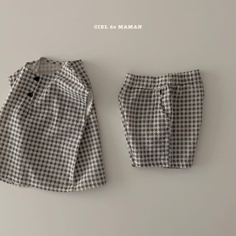 CIEL DE MAMAN - Korean Children Fashion - #Kfashion4kids - Yoruji Check Check Top Bottom Set - 4