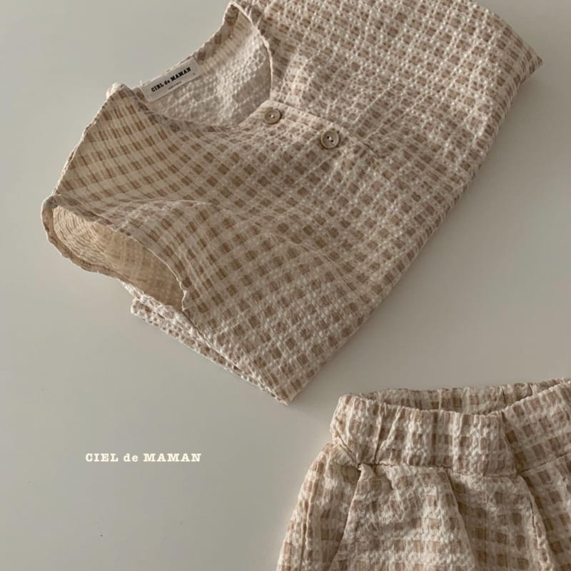 CIEL DE MAMAN - Korean Children Fashion - #Kfashion4kids - Yoruji Check Check Top Bottom Set - 6