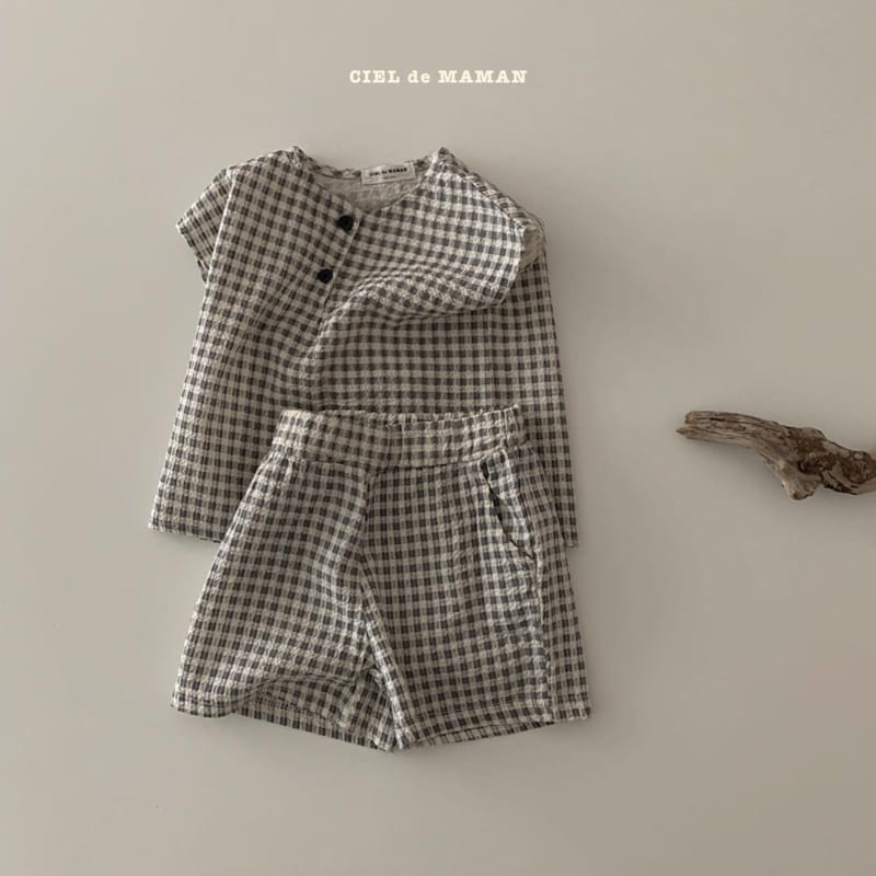 CIEL DE MAMAN - Korean Children Fashion - #Kfashion4kids - Yoruji Check Check Top Bottom Set - 7