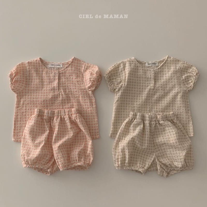 CIEL DE MAMAN - Korean Children Fashion - #Kfashion4kids - Puff Sleeves Top Bottom Set