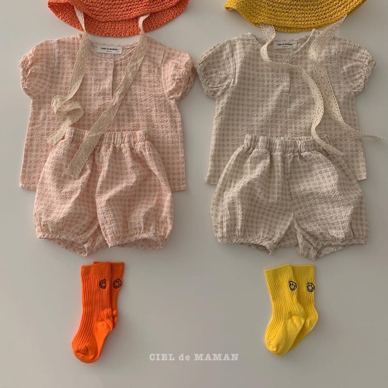 CIEL DE MAMAN - Korean Children Fashion - #Kfashion4kids - Puff Sleeves Top Bottom Set - 10