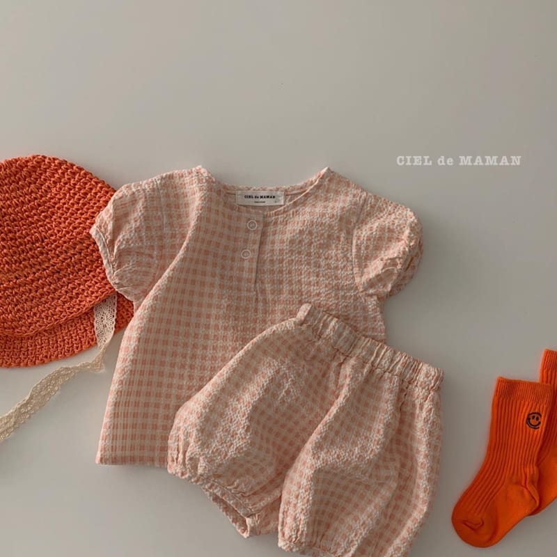 CIEL DE MAMAN - Korean Children Fashion - #Kfashion4kids - Puff Sleeves Top Bottom Set - 6