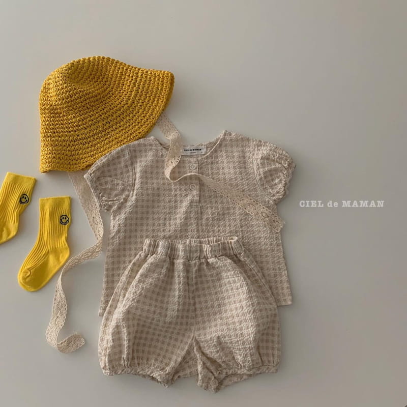 CIEL DE MAMAN - Korean Children Fashion - #Kfashion4kids - Puff Sleeves Top Bottom Set - 8