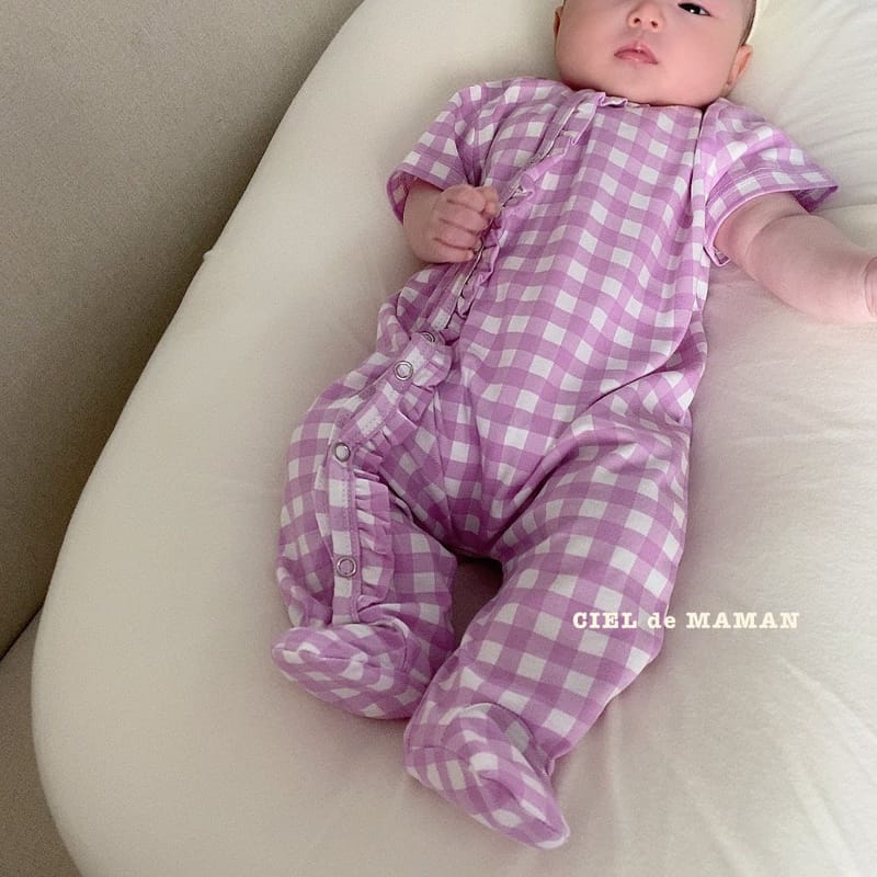 CIEL DE MAMAN - Korean Children Fashion - #Kfashion4kids - Check Frill All-in-one