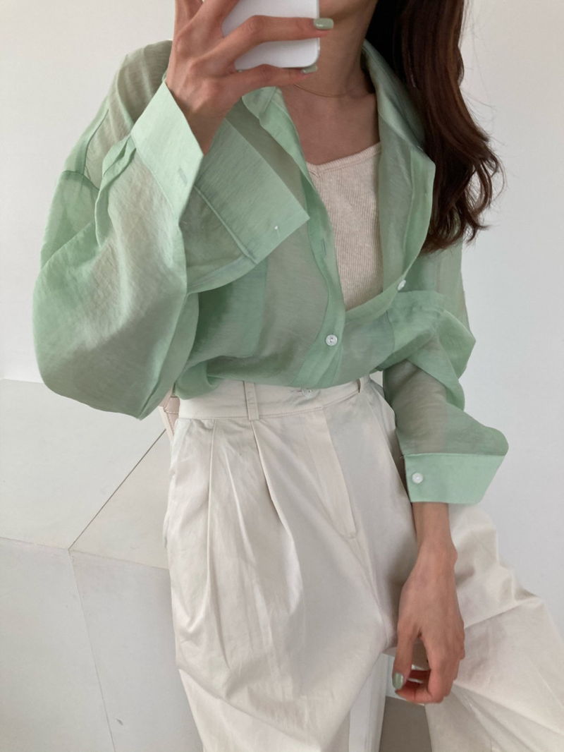 COCO J - Korean Women Fashion - #Kfashion - Lauren See Through Shirt - 8