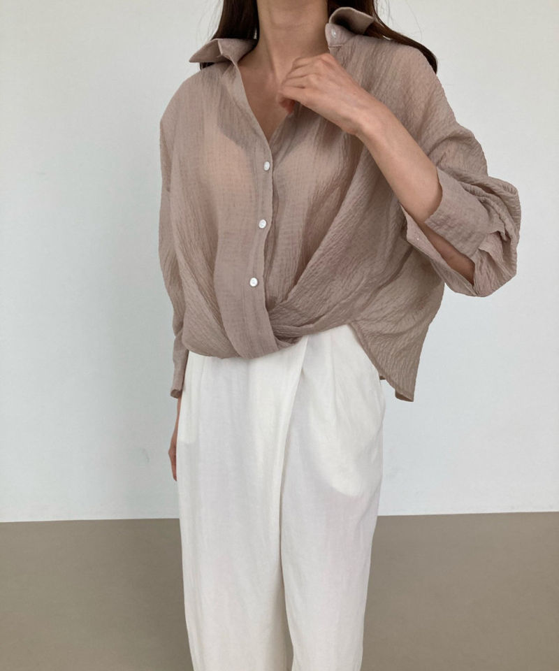COCO J - Korean Women Fashion - #Kfashion - Roy Twist Shirt - 3