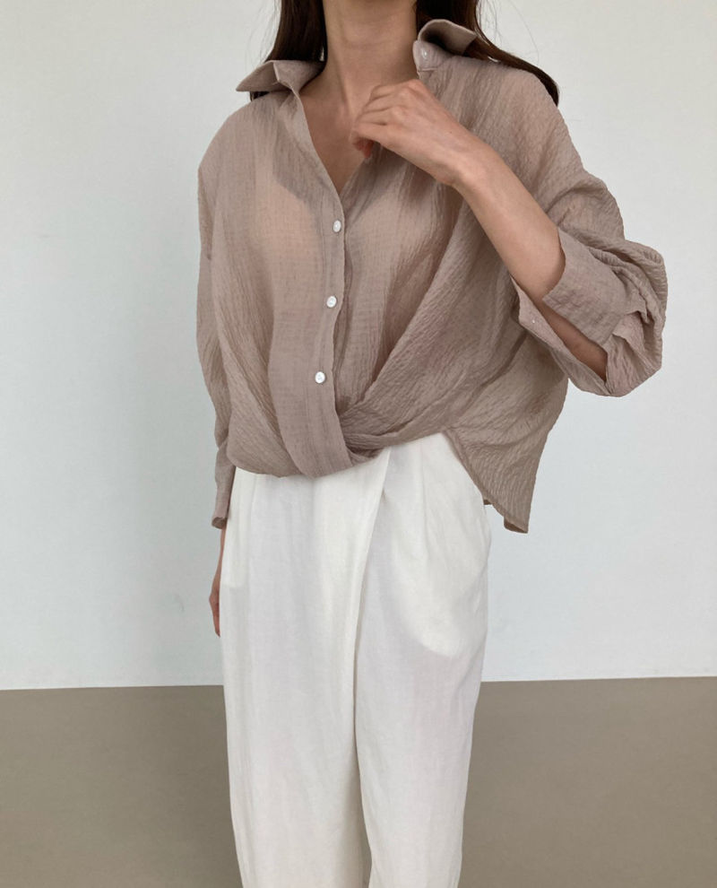 COCO J - Korean Women Fashion - #Kfashion - Roy Twist Shirt - 8