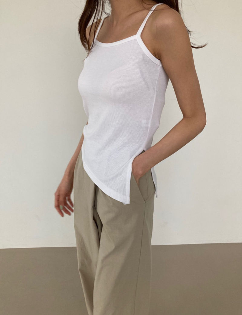 COCO J - Korean Women Fashion - #Kfashion - Unbalance Slit Sleeveless Top - 2
